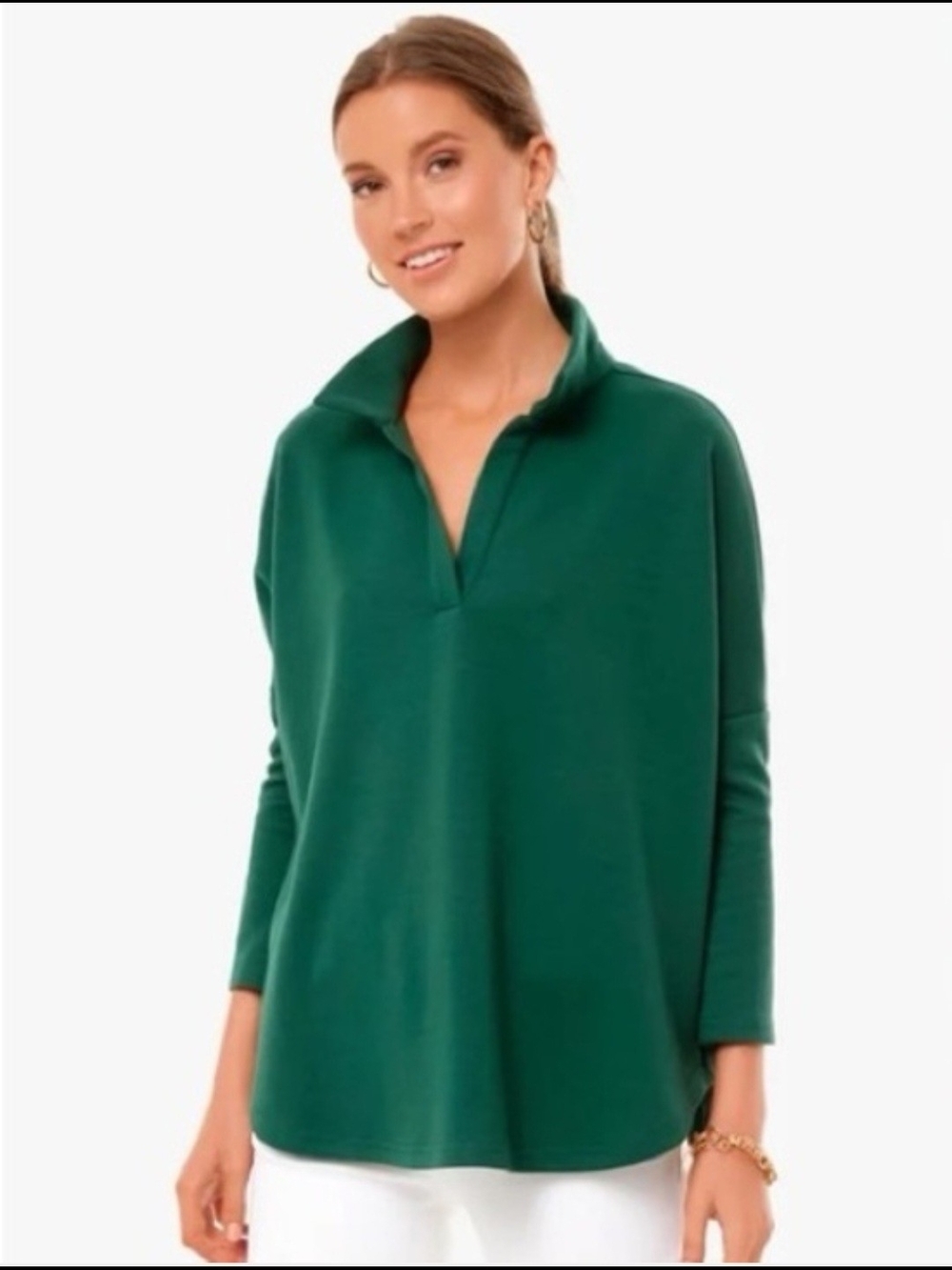 Tuckernuck Pomander Place Deep Green Collared V-Neck Pullover